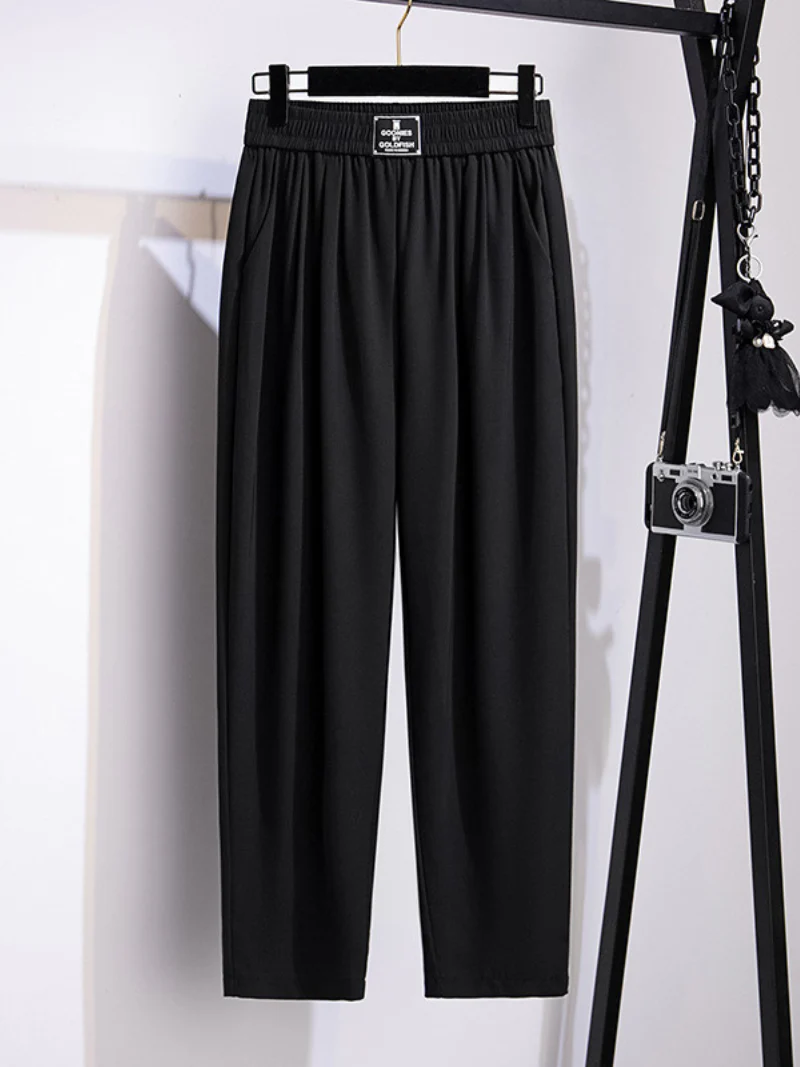 summer high waist loose plain color suit trouser pants - Image 3