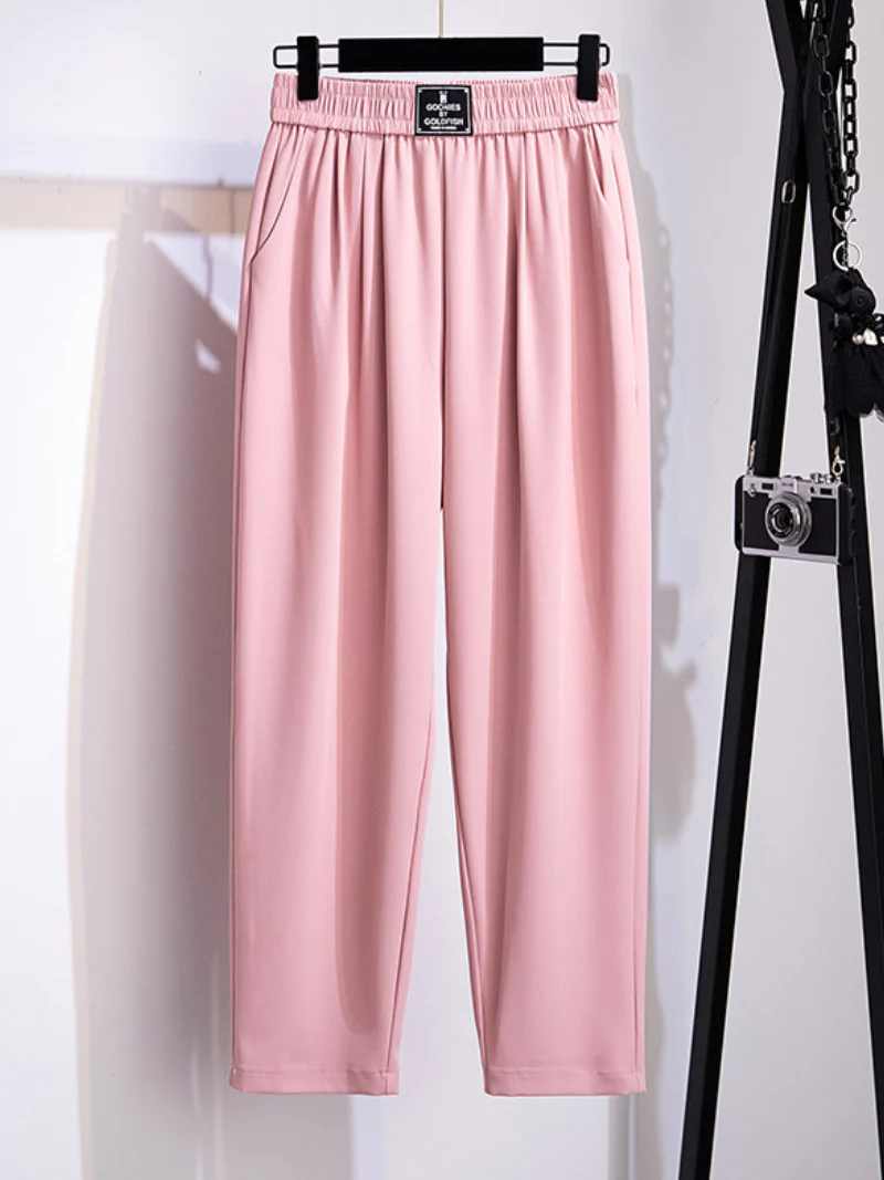 summer high waist loose plain color suit trouser pants - Image 4