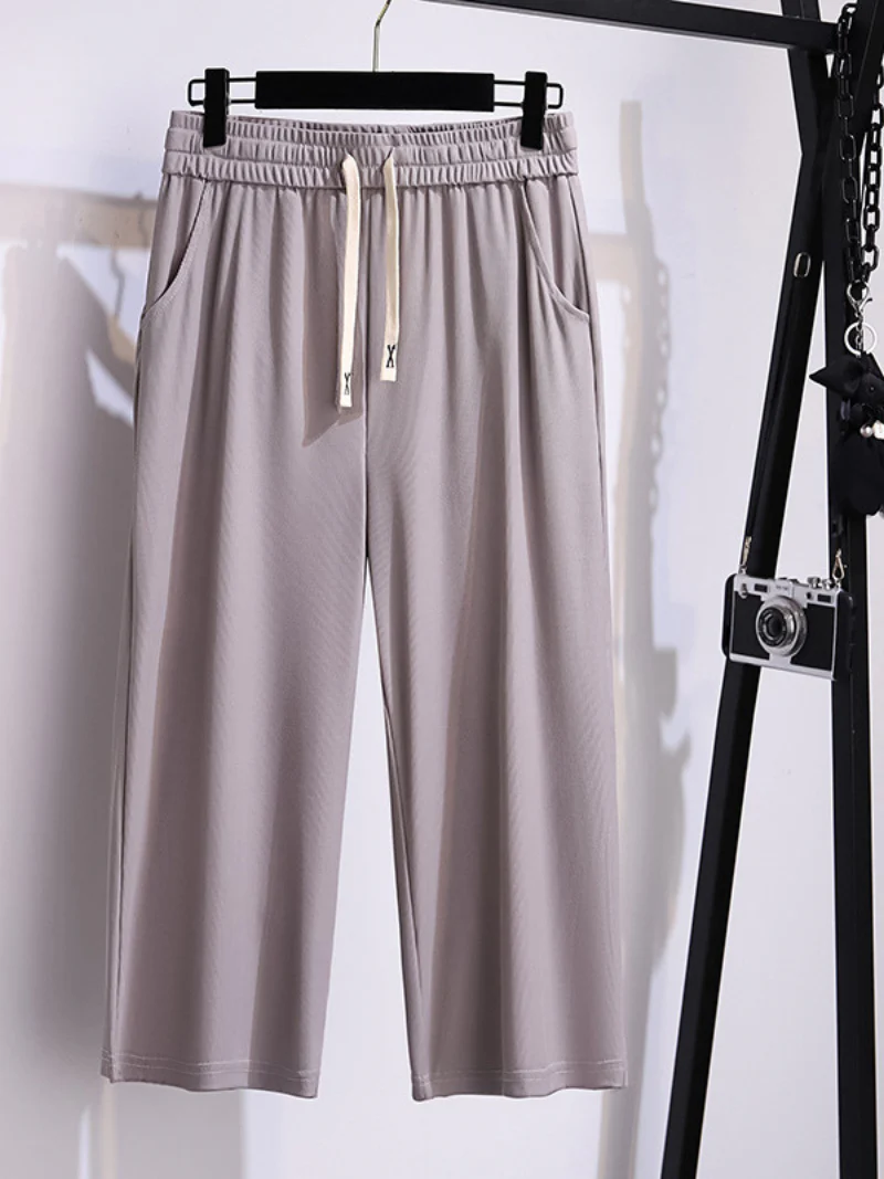 summer high waist plus size straight pants - Image 3