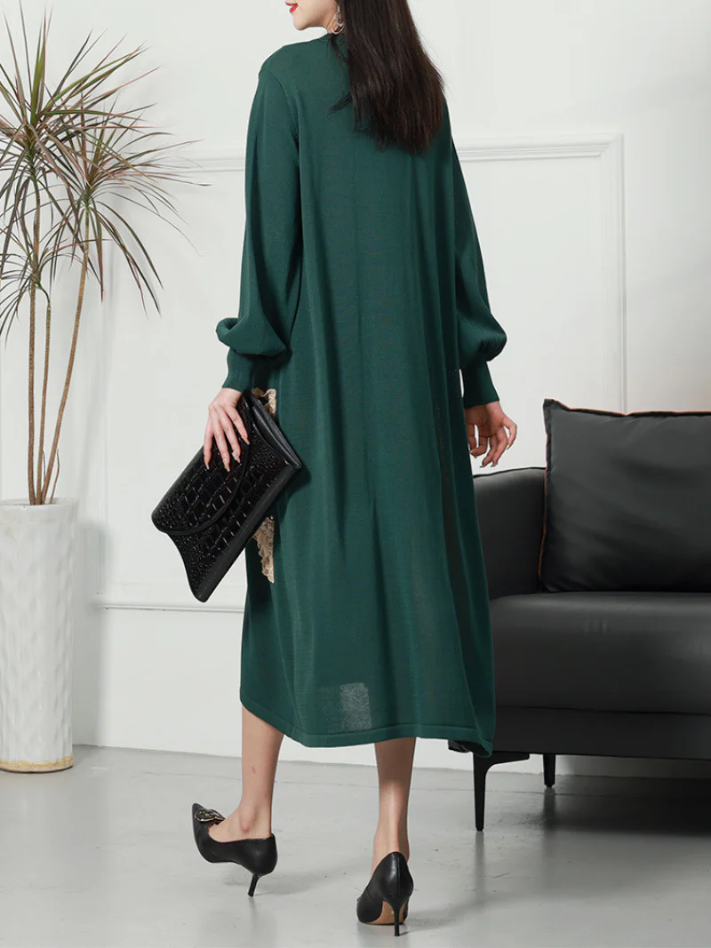 Casual Vintage Party Wear Round Neck knitted Midi-Dress - Image 6