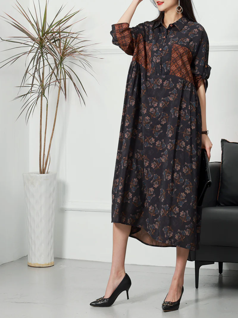 Vintage Summer Beautiful Casual Side Pocket Midi Dress - Image 3