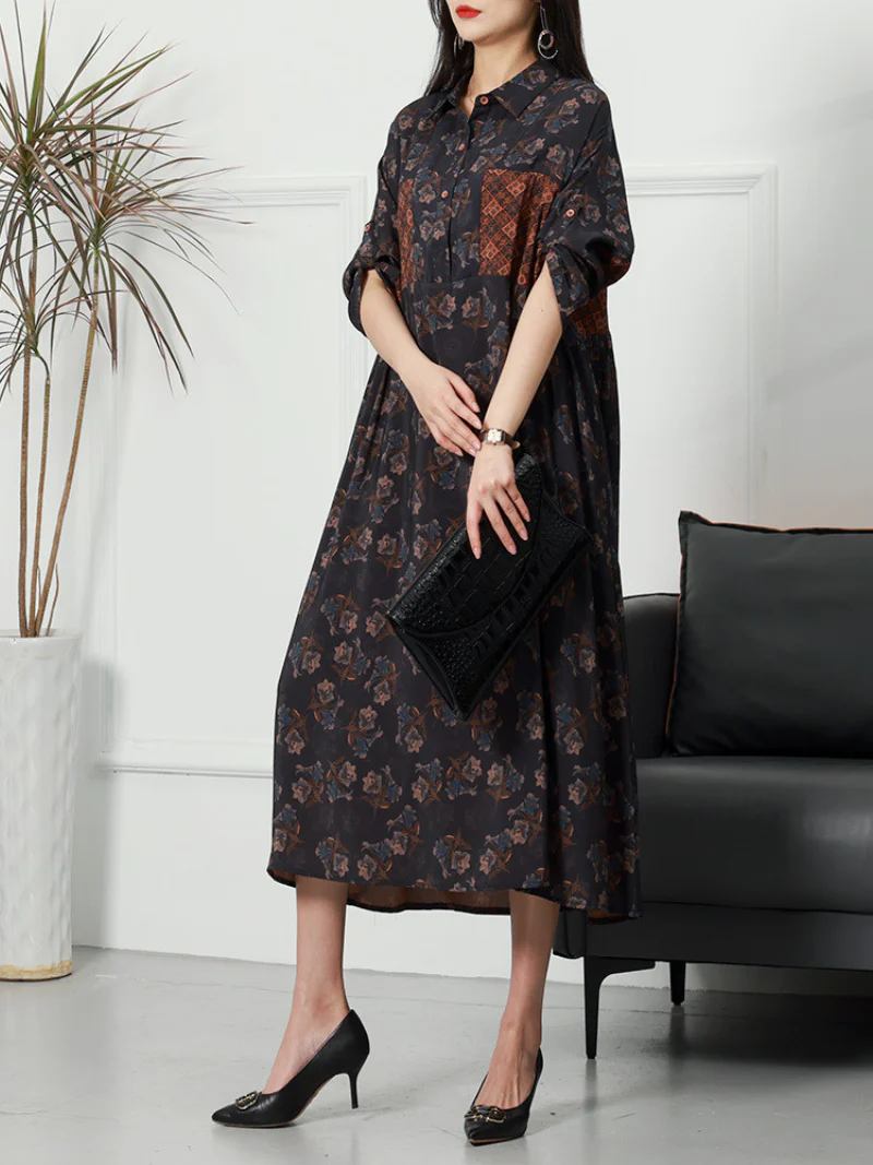 Vintage Summer Beautiful Casual Side Pocket Midi Dress - Image 4