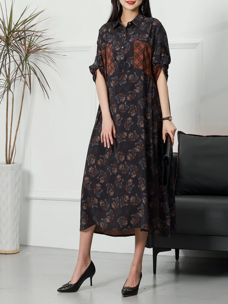 Vintage Summer Beautiful Casual Side Pocket Midi Dress - Image 5