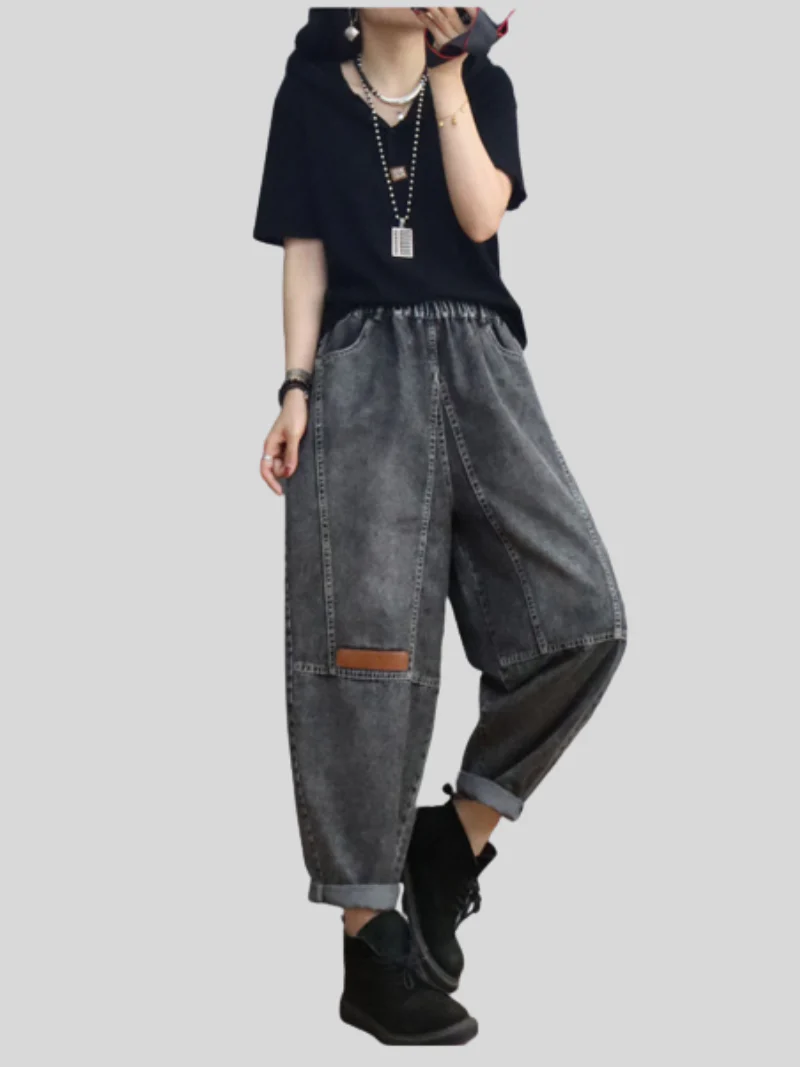 Loose Casual Denim Slim Harem Bottom Pants - Image 3