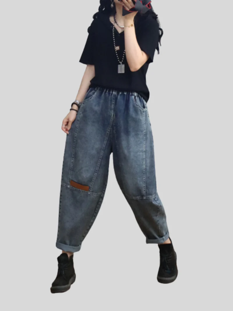 Loose Casual Denim Slim Harem Bottom Pants - Image 5