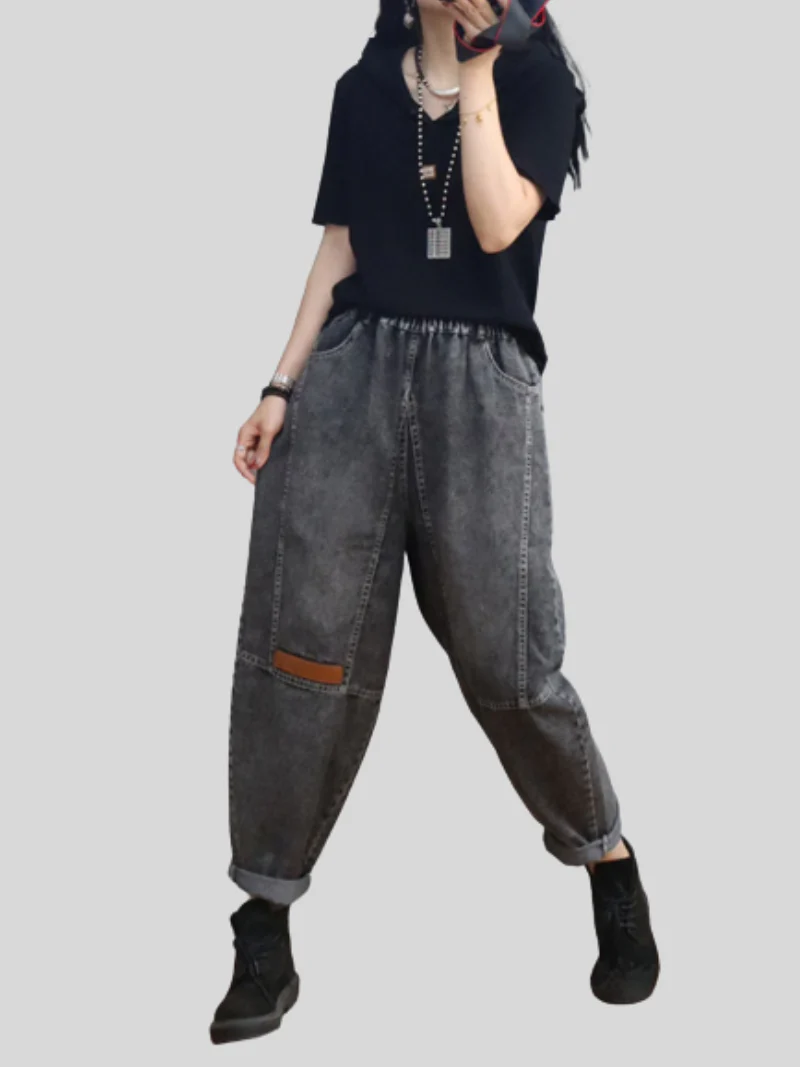 Loose Casual Denim Slim Harem Bottom Pants - Image 8