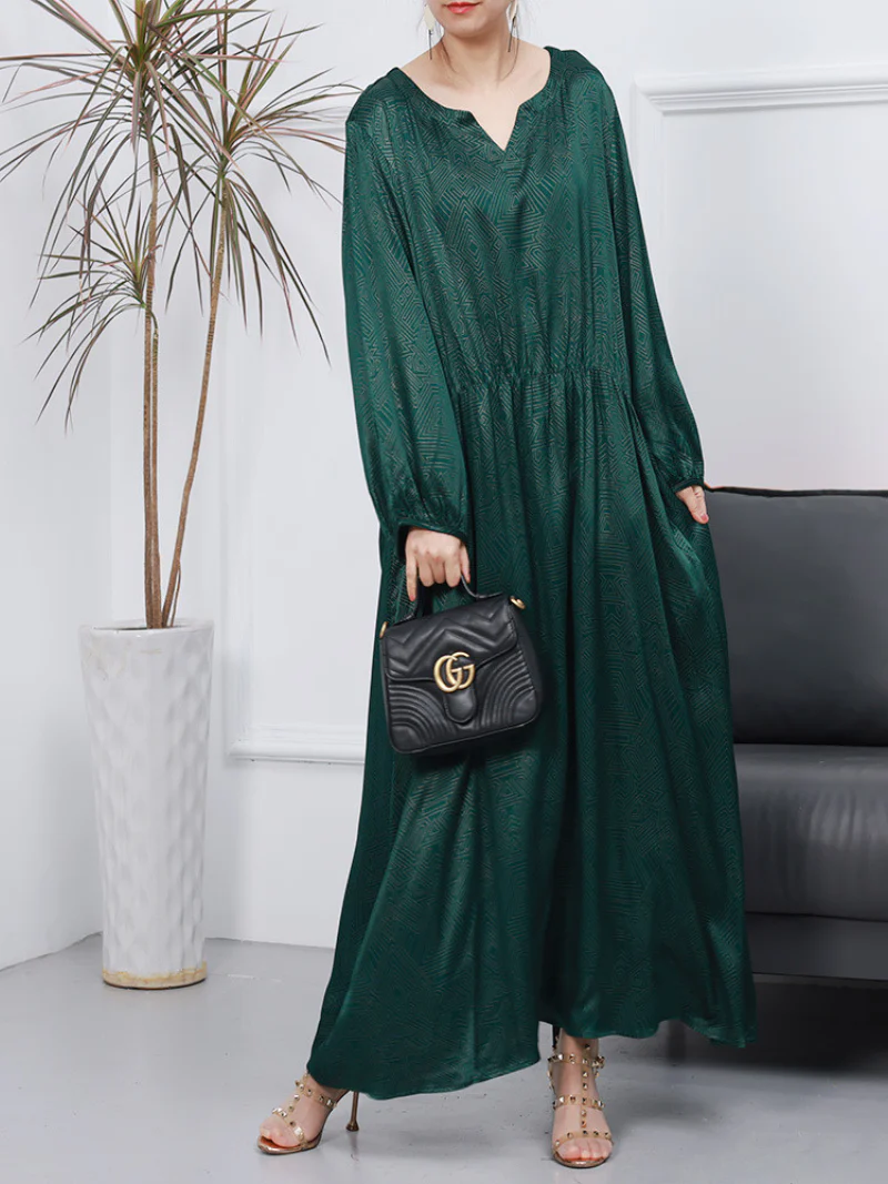 Womnen's Spring Loose Stylish V-Neck Long A-Line Dress - Image 2