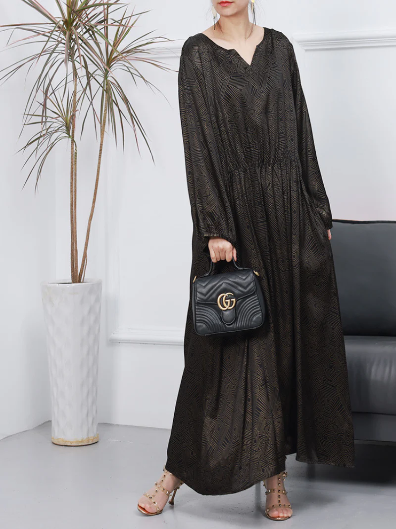 Womnen's Spring Loose Stylish V-Neck Long A-Line Dress - Image 4