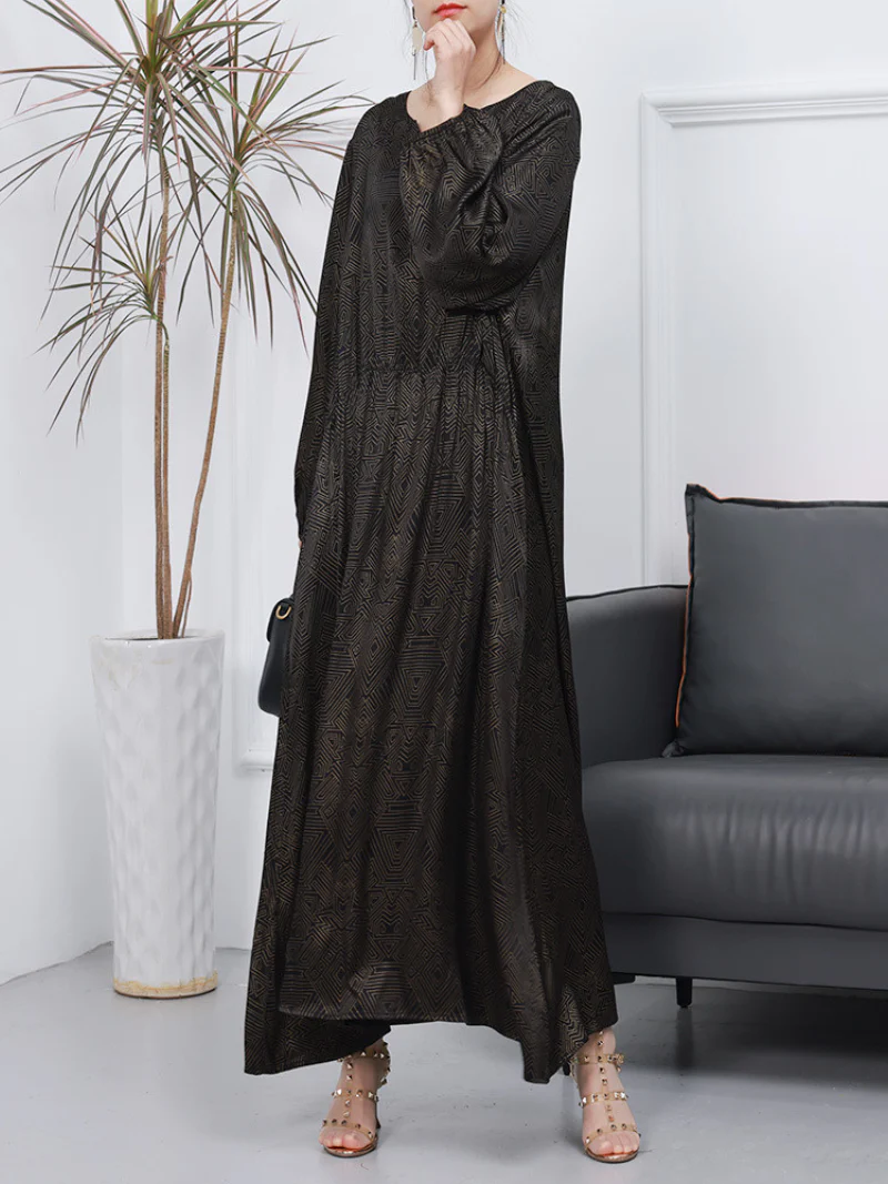 Womnen's Spring Loose Stylish V-Neck Long A-Line Dress - Image 5