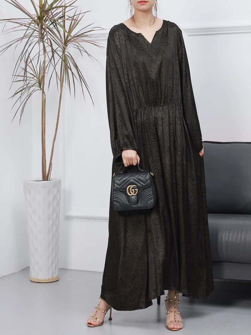 Womnen's Spring Loose Stylish V-Neck Long A-Line Dress - Image 8