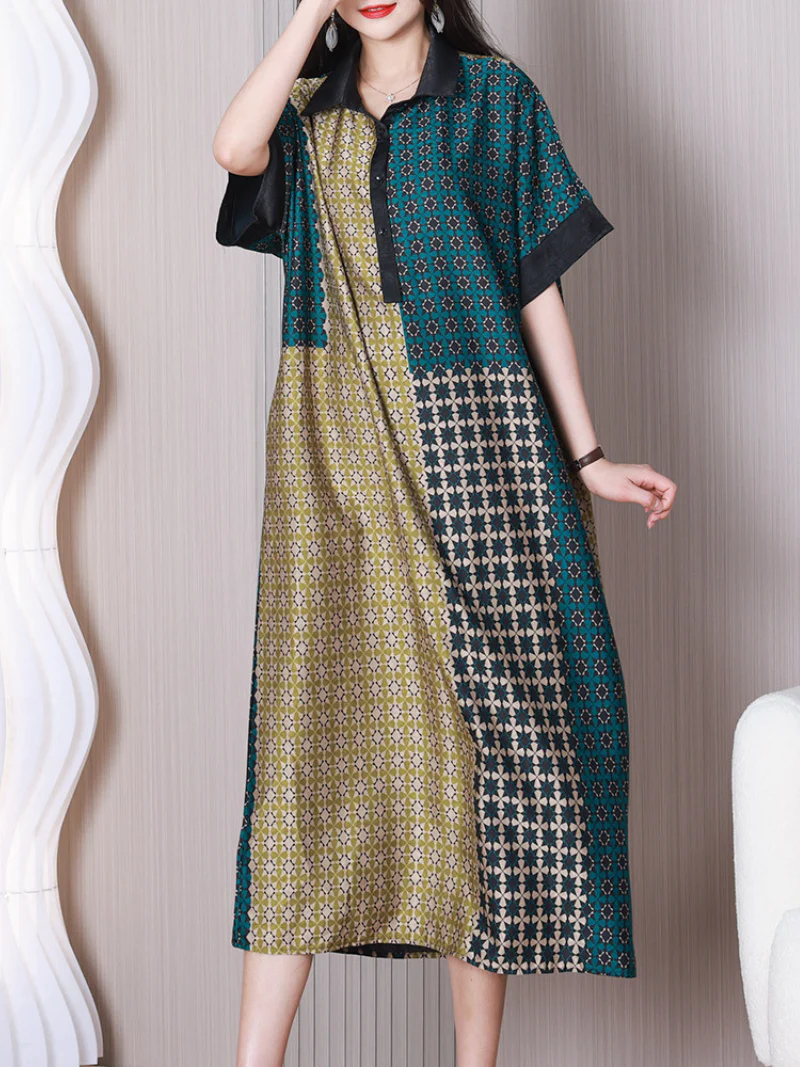 Wonderful Night Lapel Collar A-line Dress - Image 5