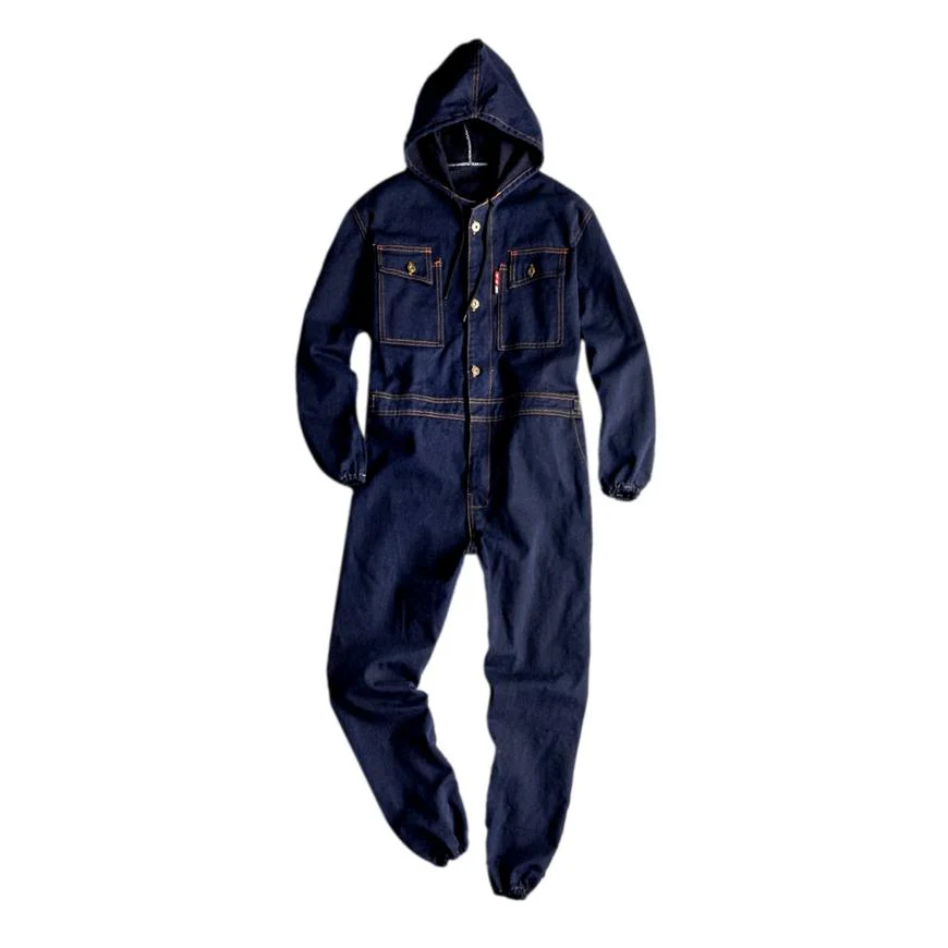 Workwear hooded men's denim overall - Image 2