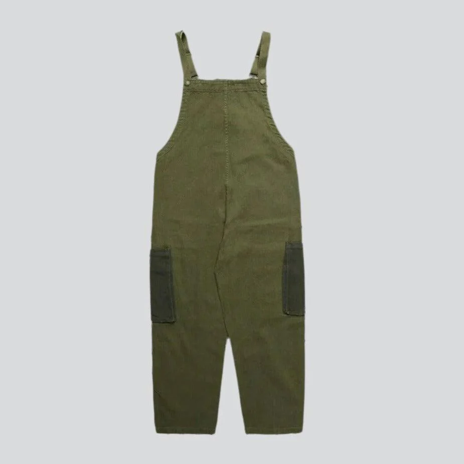 Workwear khaki men's denim dungaree - Image 3