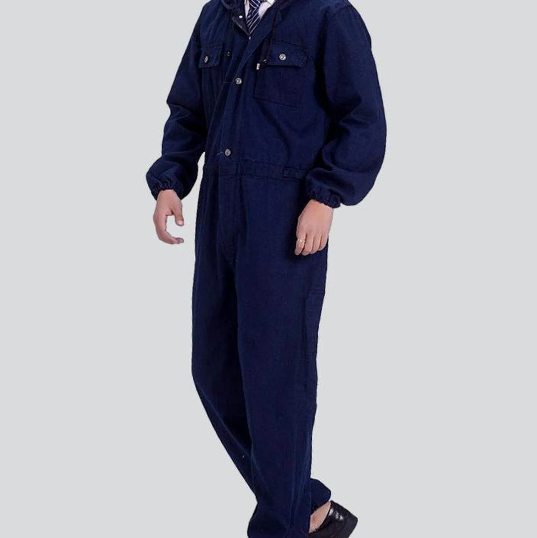 Workwear navy men's denim overall - Image 4