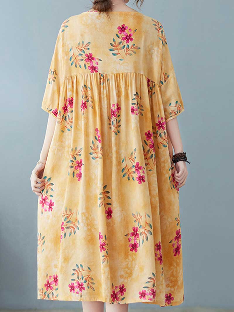 World Around Me Printed Floral Smock Dress - Image 3