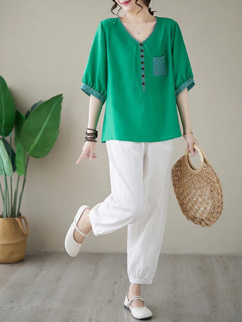 Wrangler Cotton V-neck Loose Top - Image 3