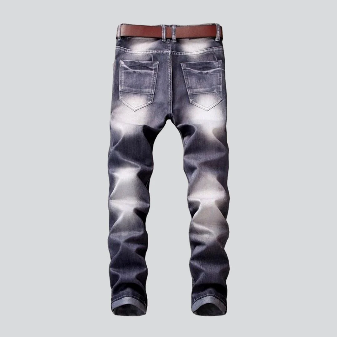 Wrinkled patchwork grey men's jeans - Image 3