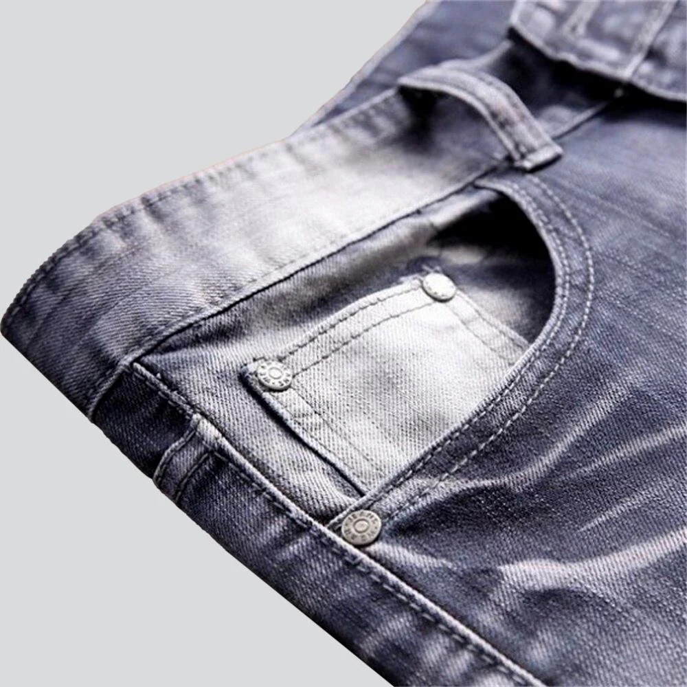 Wrinkled patchwork grey men's jeans - Image 4