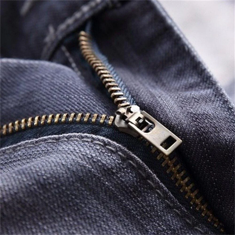 Wrinkled patchwork grey men's jeans - Image 5