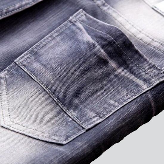 Wrinkled patchwork grey men's jeans - Image 6