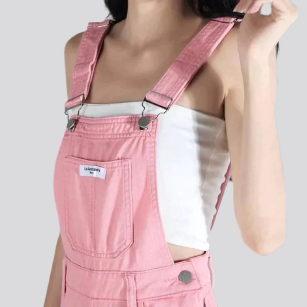 Y2k color denim jumpsuit for ladies - Image 5