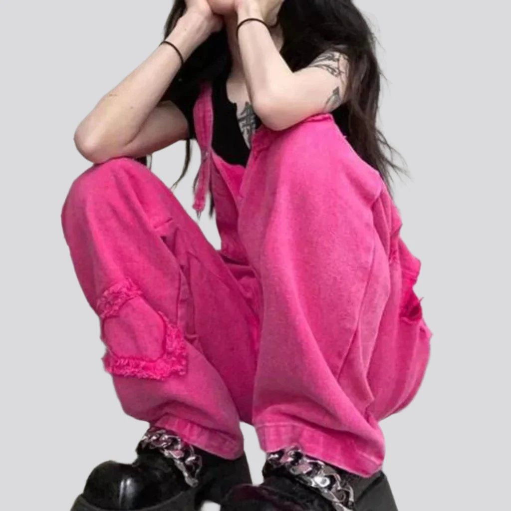 Y2k color women's denim jumpsuit - Image 4