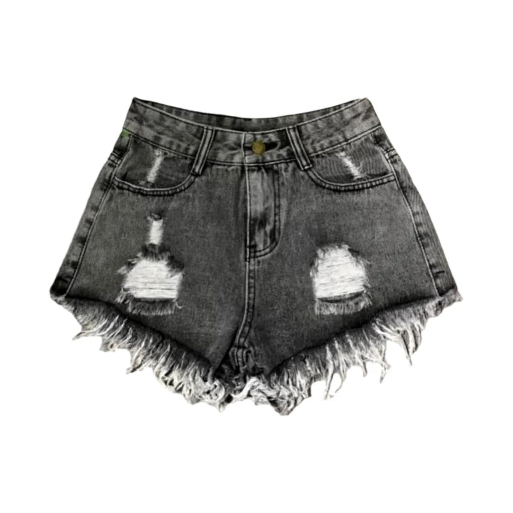 Y2k distressed women's jean shorts - Image 2