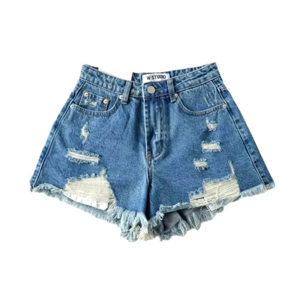 Y2k fashion distressed denim shorts - Image 3