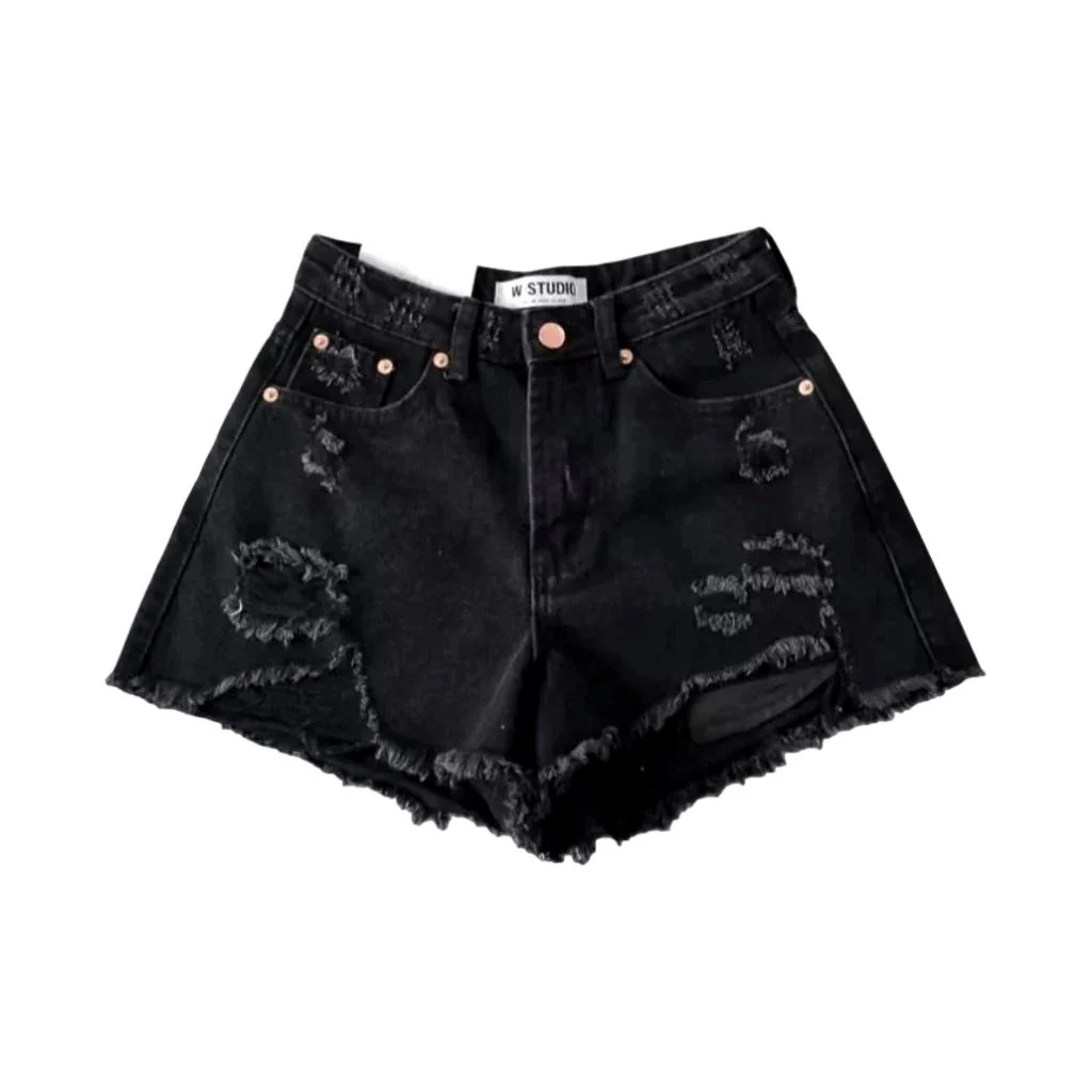 Y2k fashion distressed denim shorts - Image 4
