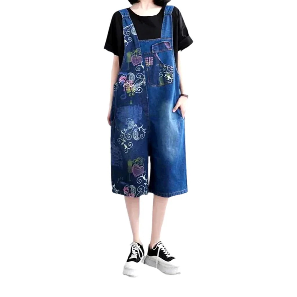 Y2k medium wash jean romper for ladies - Image 2