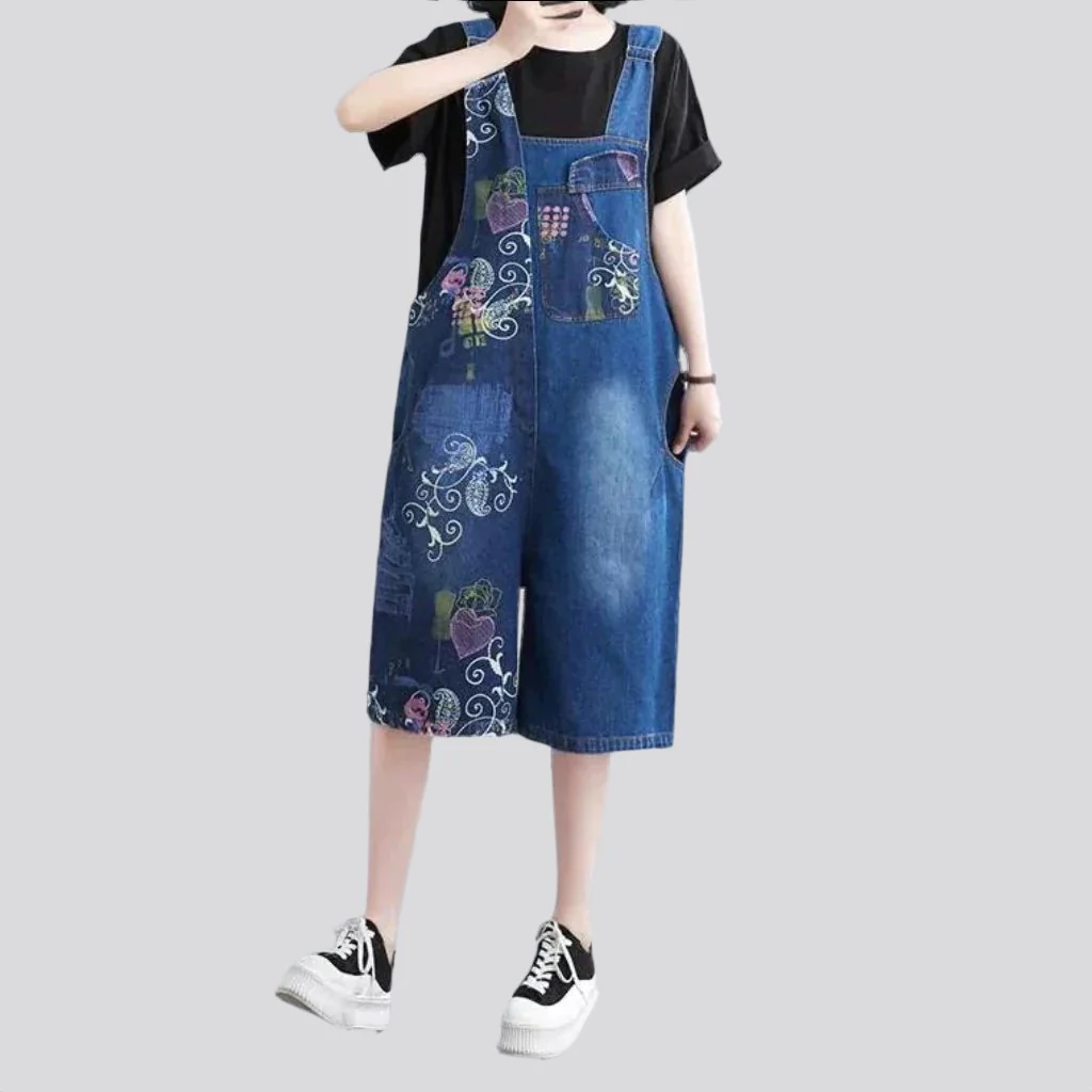 Y2k medium wash jean romper for ladies - Image 3