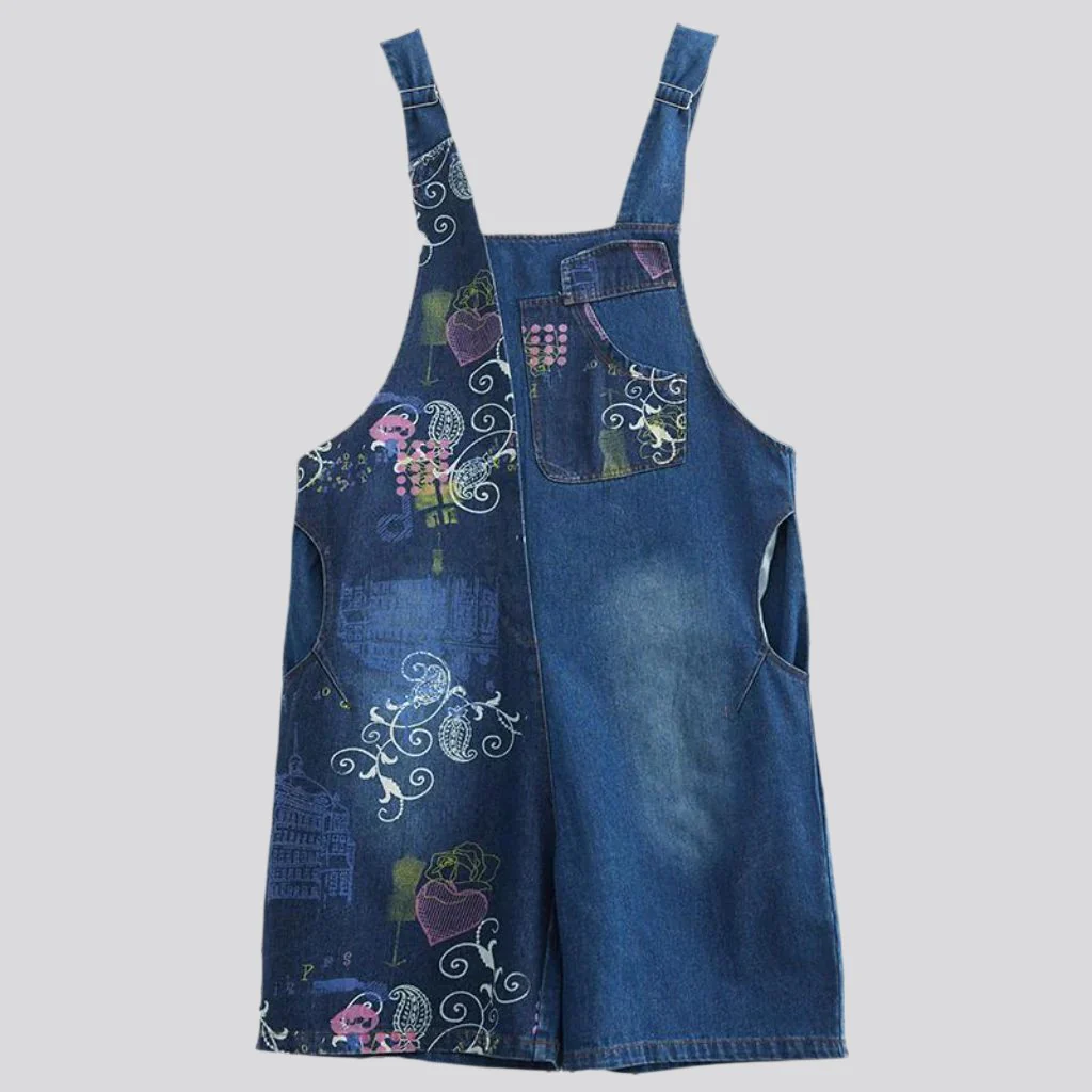 Y2k medium wash jean romper for ladies - Image 5