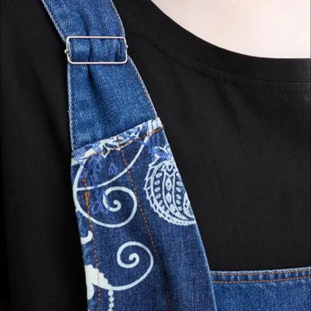 Y2k medium wash jean romper for ladies - Image 6