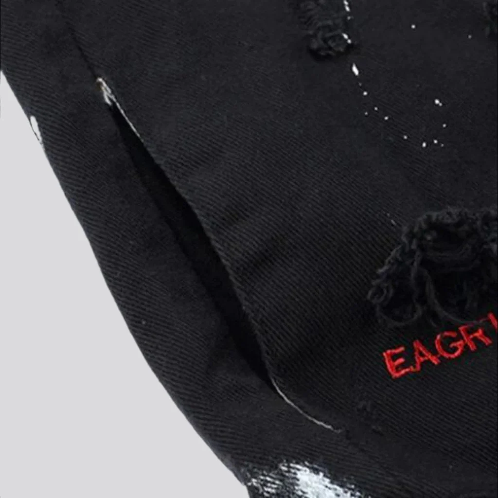 Y2k painted men's denim jacket - Image 4