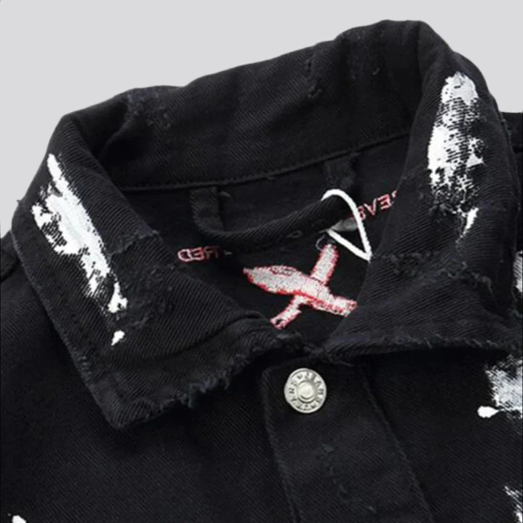 Y2k painted men's denim jacket - Image 6