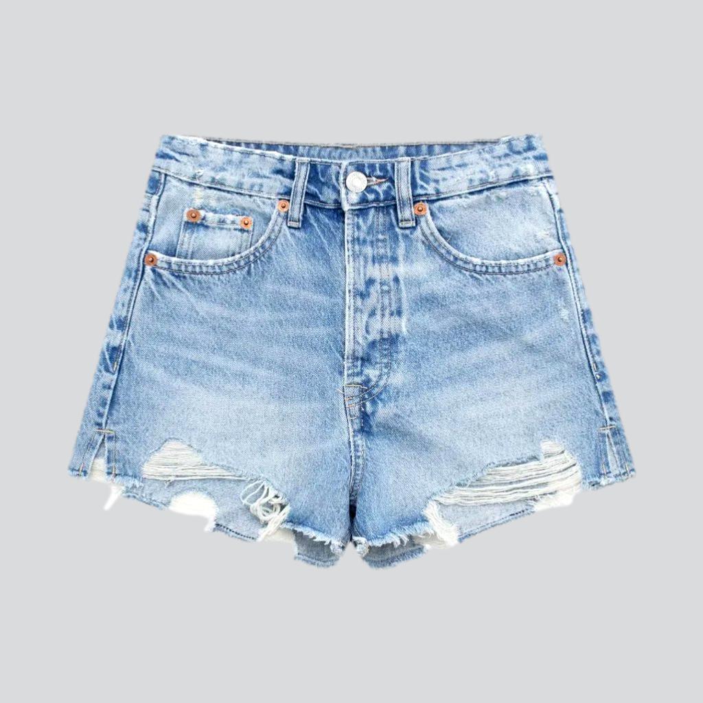 Y2k women's distressed denim shorts - Image 4