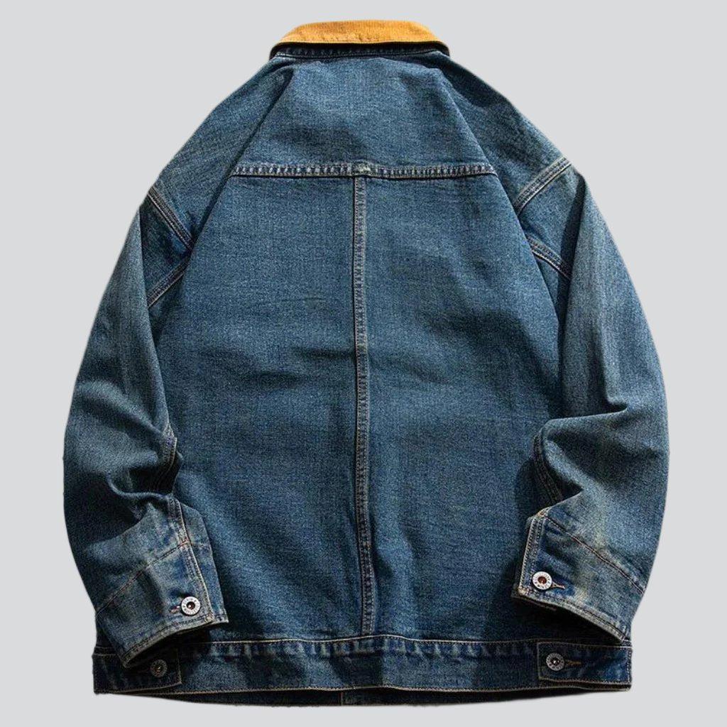 Yellow collar men's denim jacket - Image 4