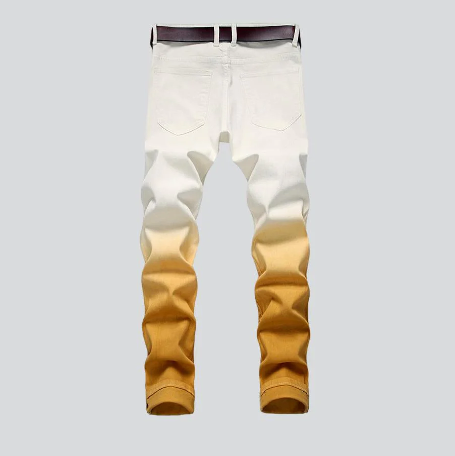 Yellow contrast white men's jeans - Image 3