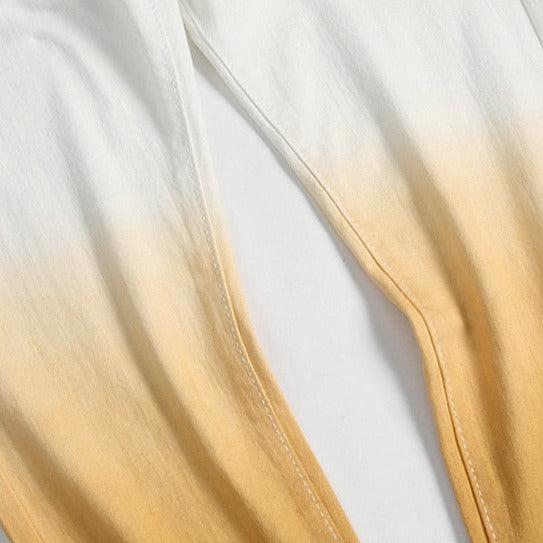 Yellow contrast white men's jeans - Image 6