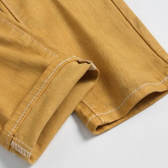 Yellow contrast white men's jeans - Image 9