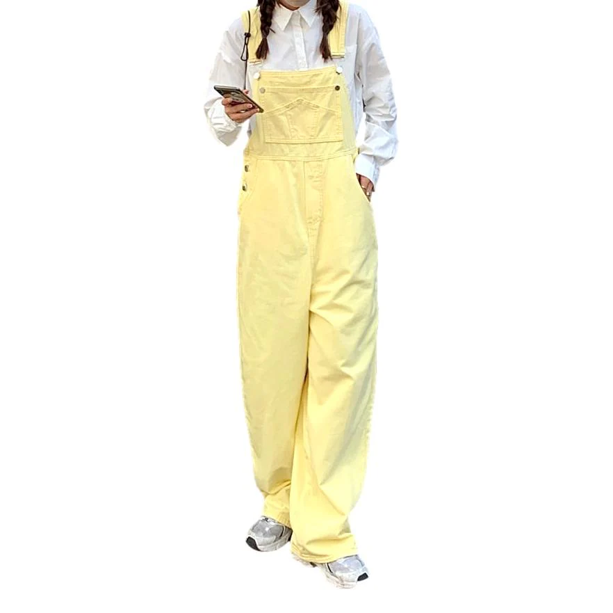 Yellow denim women's bib overall - Image 2