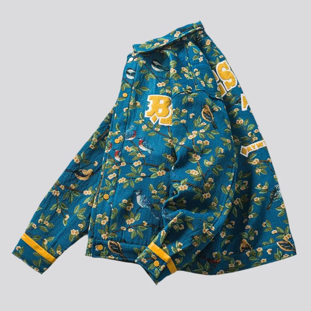 Yellow embroidery flowery denim jacket - Image 3