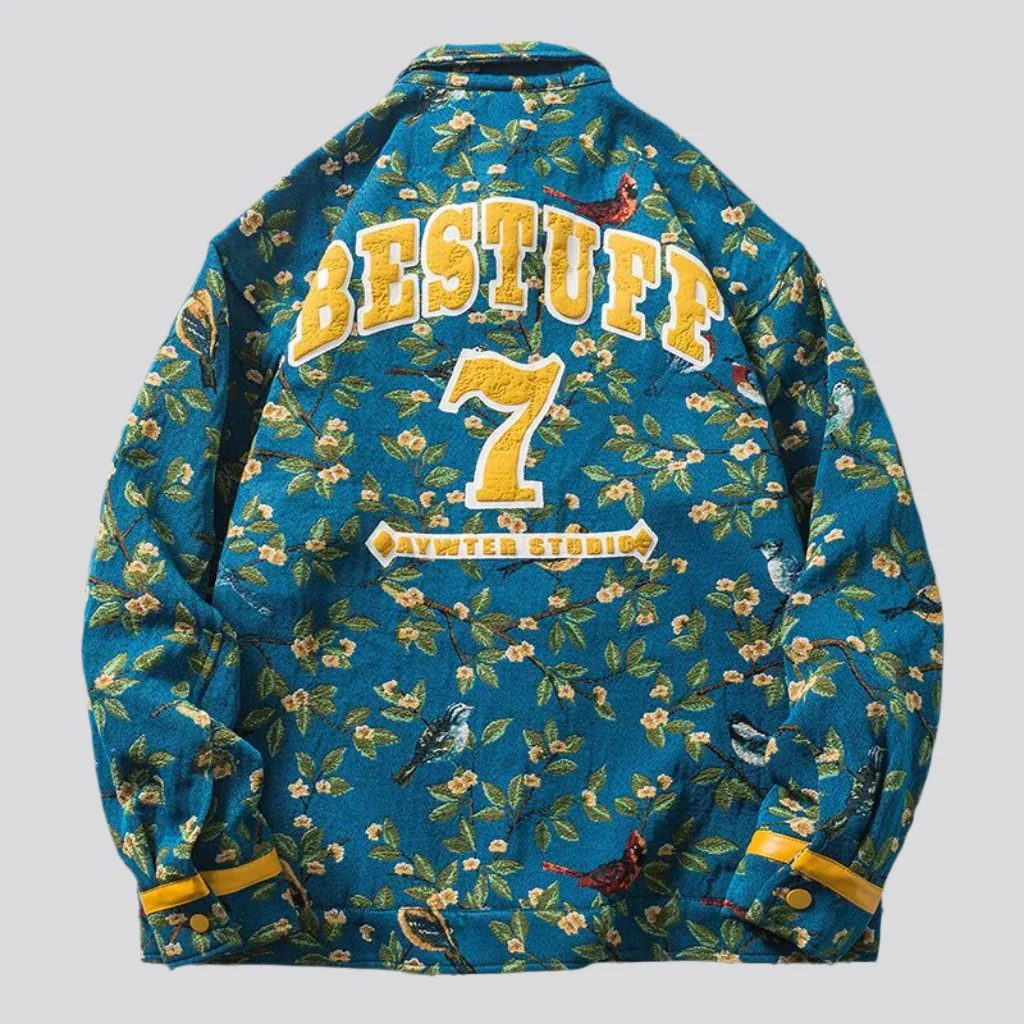Yellow embroidery flowery denim jacket - Image 4
