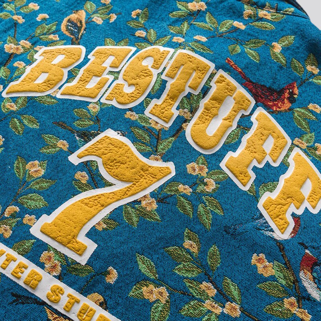 Yellow embroidery flowery denim jacket - Image 5