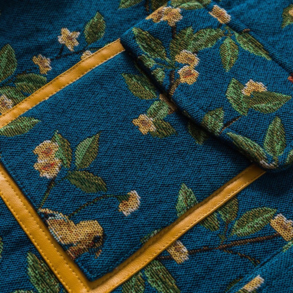 Yellow embroidery flowery denim jacket - Image 6