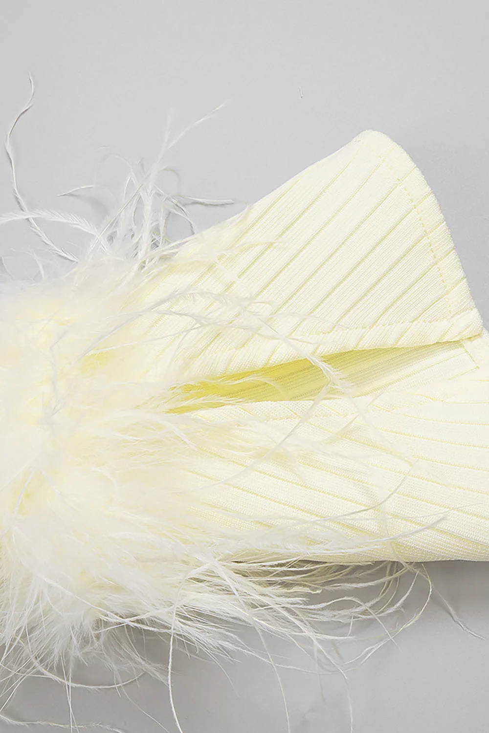 Yellow Long Sleeve STAnd COLLAR Feather Maxi Dress - Image 16