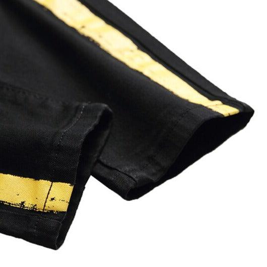 Yellow white bands men's jeans - Image 7