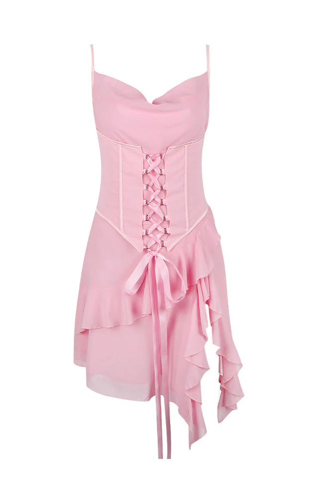 Yvonne Blush Ruffle Corset Mini Dress - Image 5