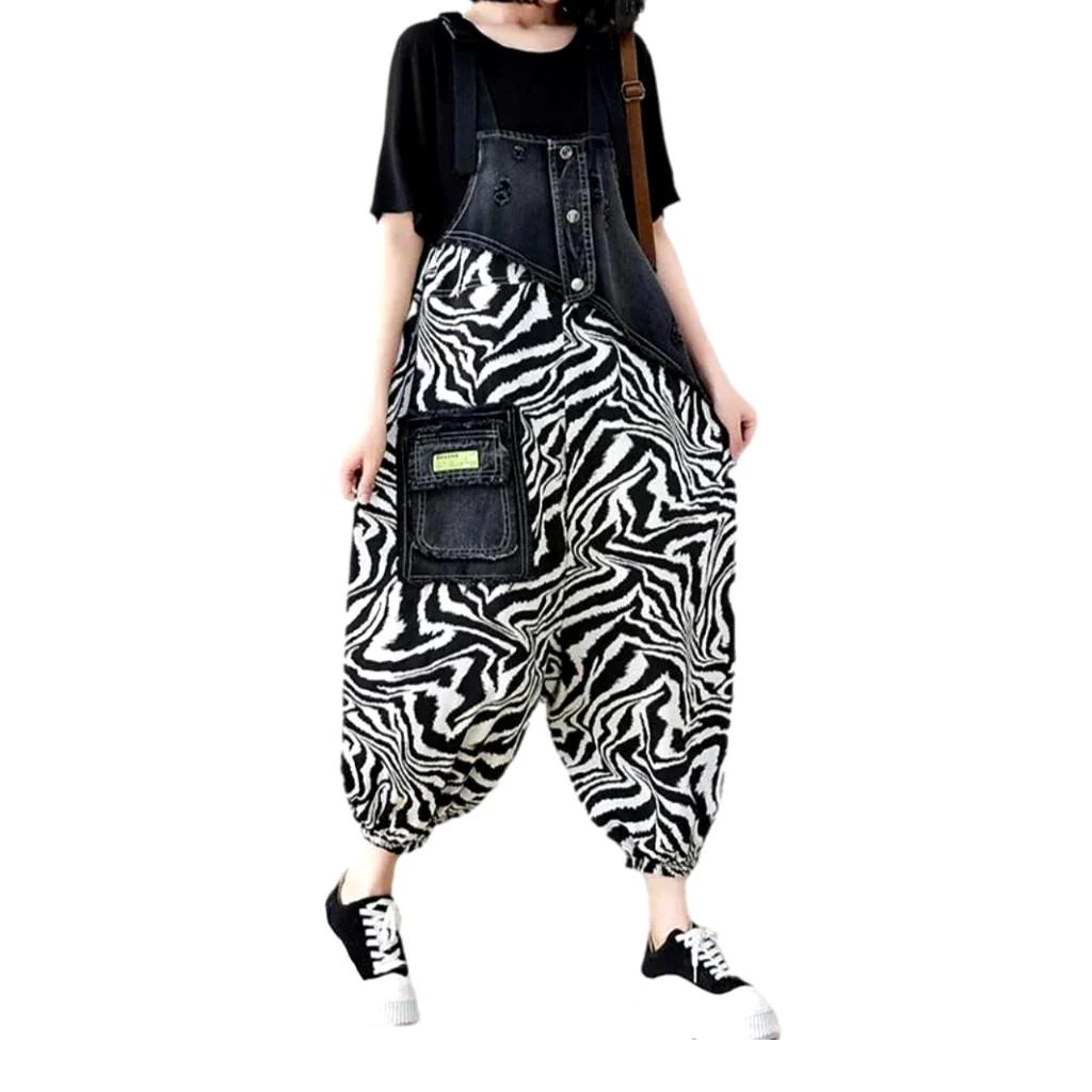 Zabra print denim jumpsuit for women - Image 2