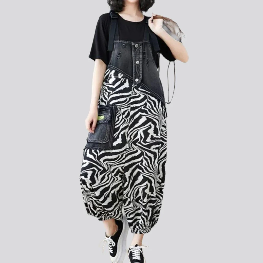 Zabra print denim jumpsuit for women - Image 3